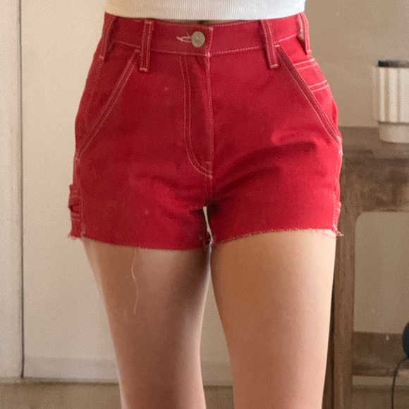 Hudson Jeans | NWOT | ‘Carpenter’ Women's Red Denim Shorts | sz 23 - Picture 2 of 7